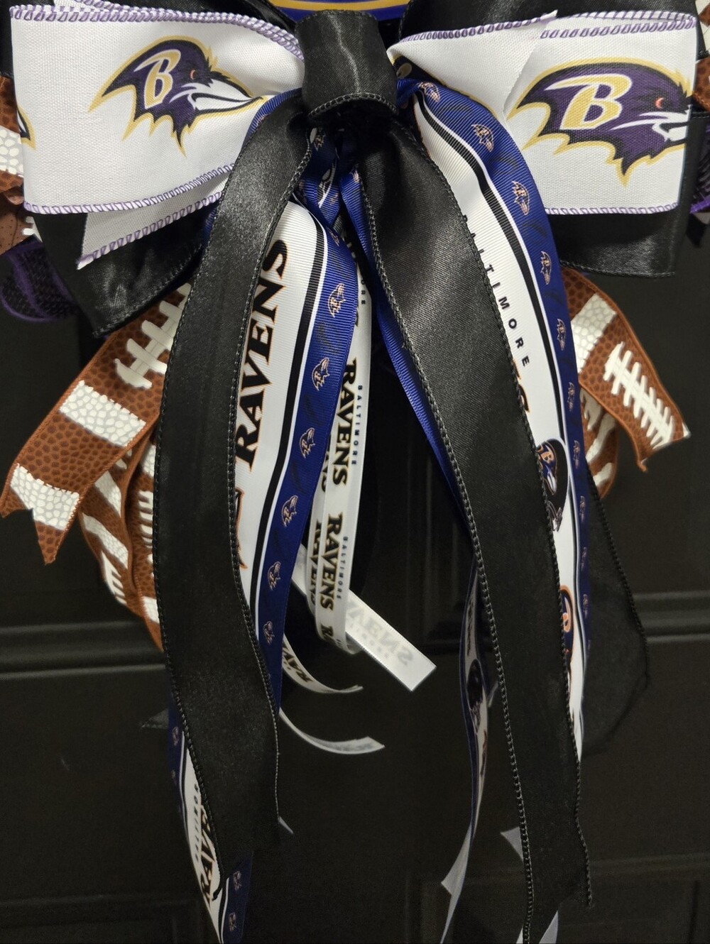 Large NFL Baltimore Ravens Football Wreath - Licensed Ribbons And Sign - Picture 3 of 4